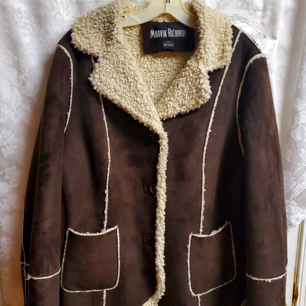 🧥 Marvin Richards Brown Faux Suede Jacket 🧥 - Picture 1 of 7